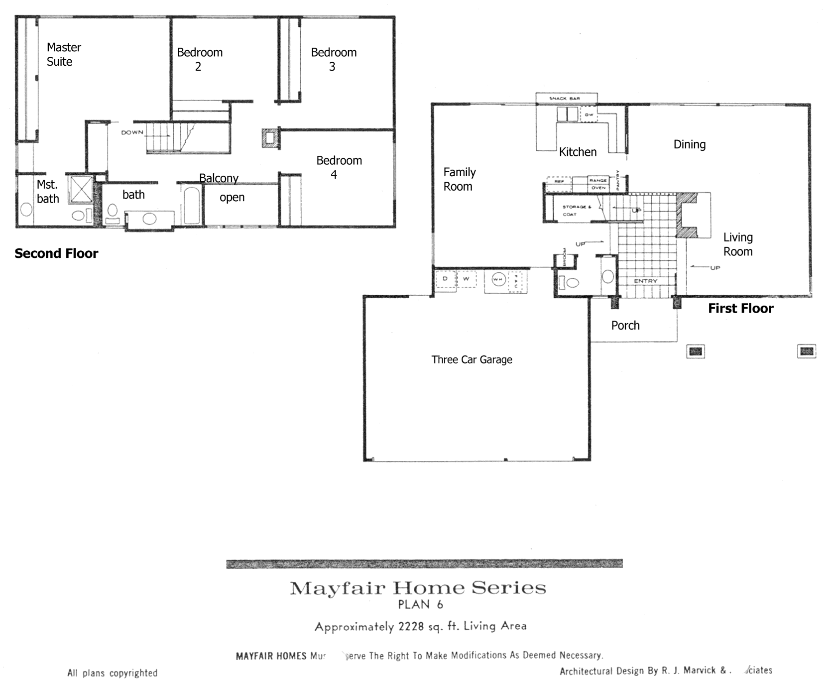 Mayfair Homes Plan 6 floor plan, Foxmoor Westlake Village: two-story, 4 bedrooms, about 2,228 sq ft