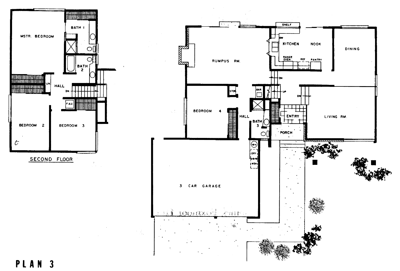 Mayfair Homes Foxmoor Hills Plan 3 floor plan: two-story, 4 bedrooms, rumpus room, 3-car garage