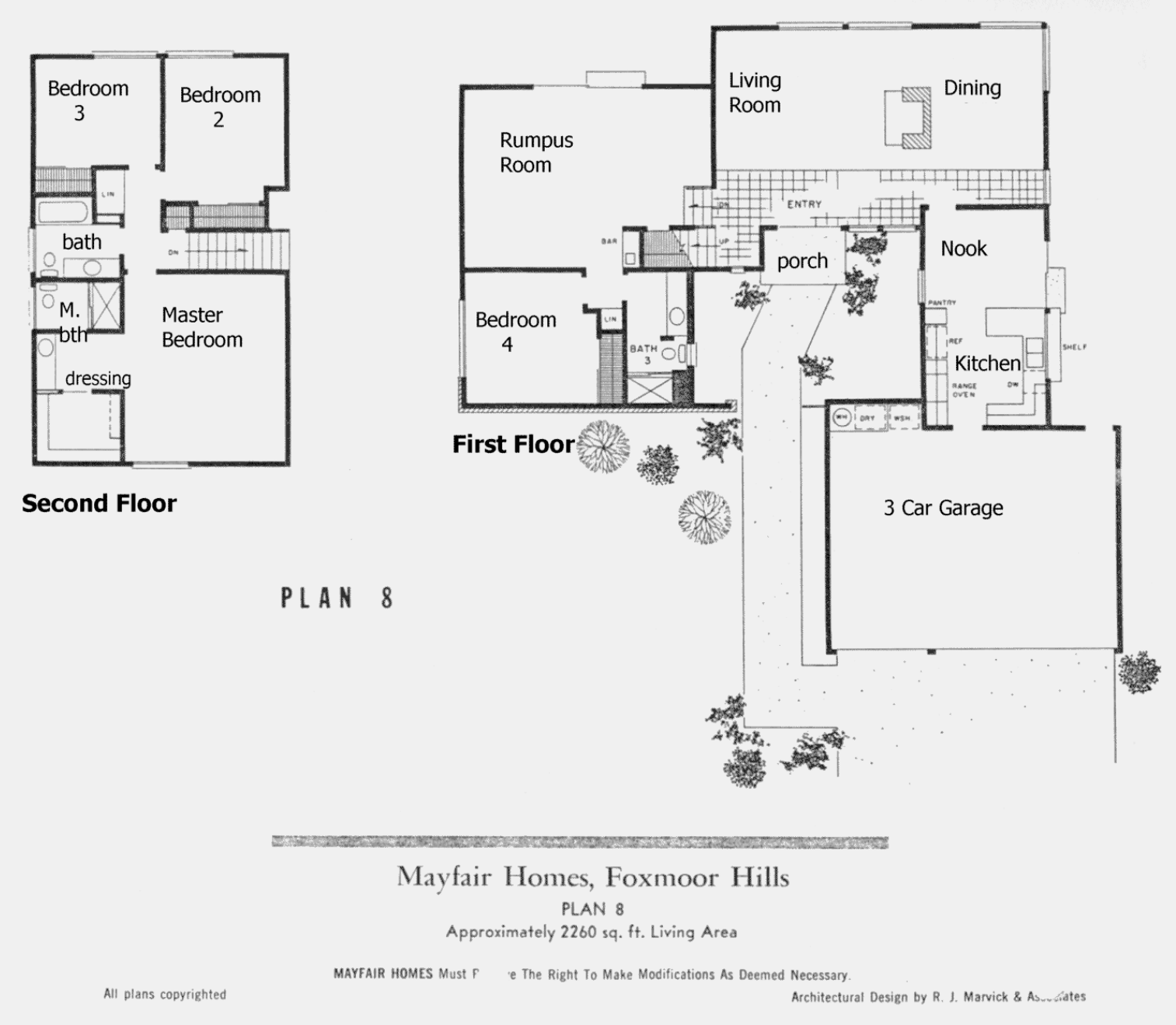 Mayfair Homes Foxmoor Hills Plan 8 floor plan: two-story, 4 bedrooms, rumpus room, about 2,260 sq ft