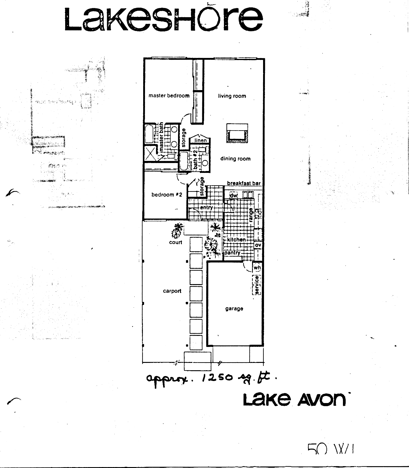 Lakeshore Lake Avon floor plan, Westlake Village: single-level, 2 bedrooms, about 1,250 sq ft