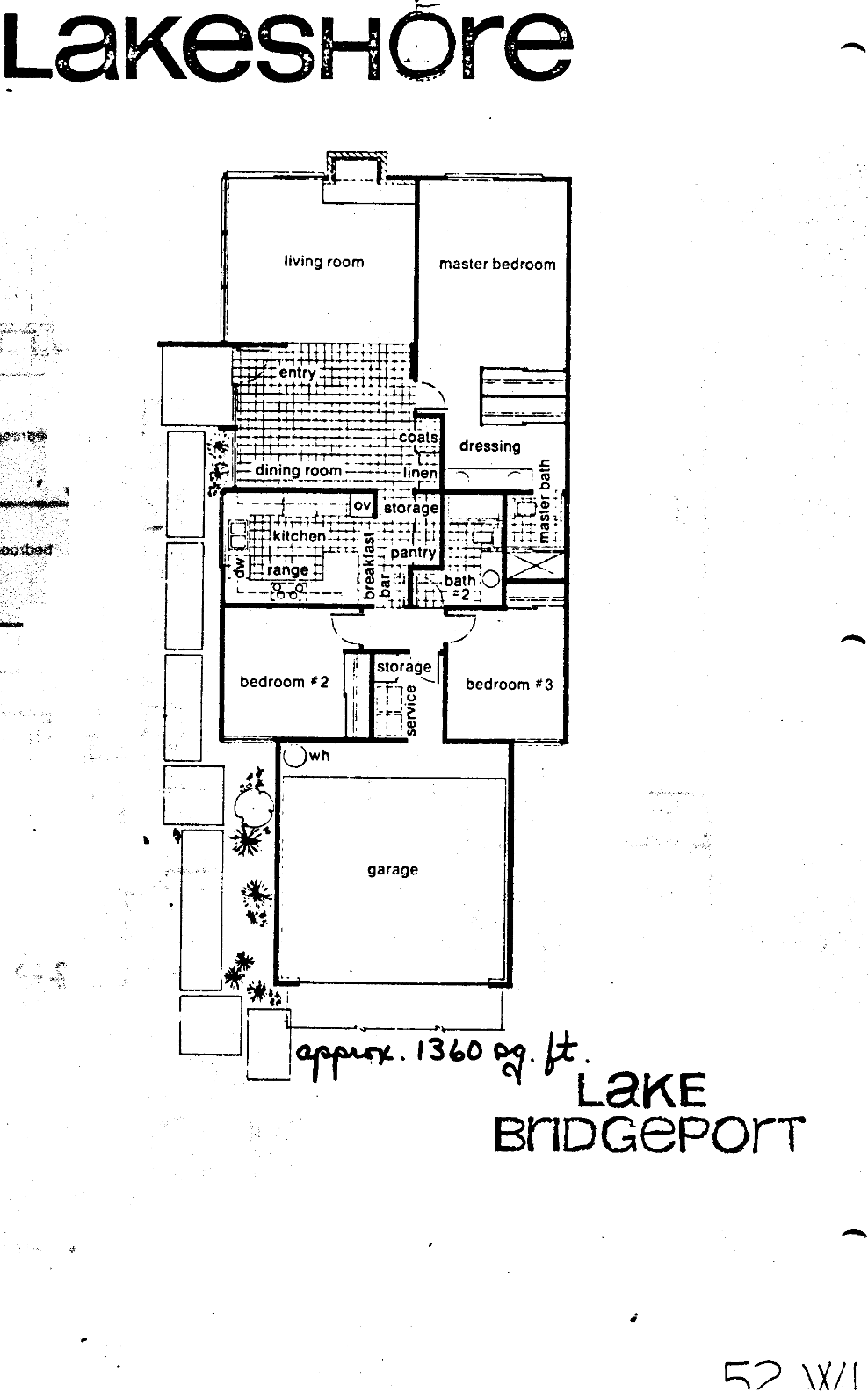 Lakeshore Lake Bridgeport floor plan, Westlake Village: single-level, 3 bedrooms, about 1,360 sq ft