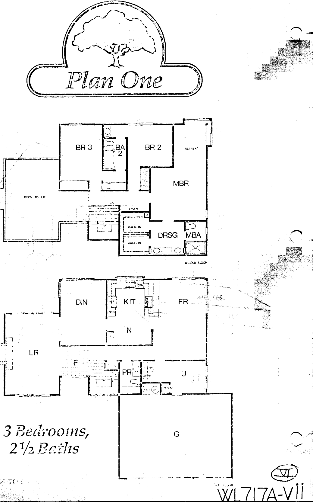 Ridgeview Estates Plan One floor plan, Westlake Village: two-story, 3 bedrooms