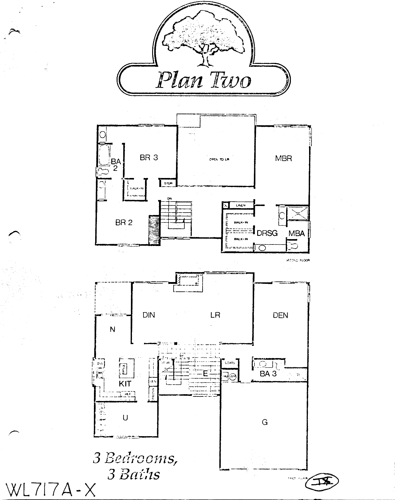 Ridgeview Estates Plan Two floor plan, Westlake Village: two-story, 3 bedrooms plus den