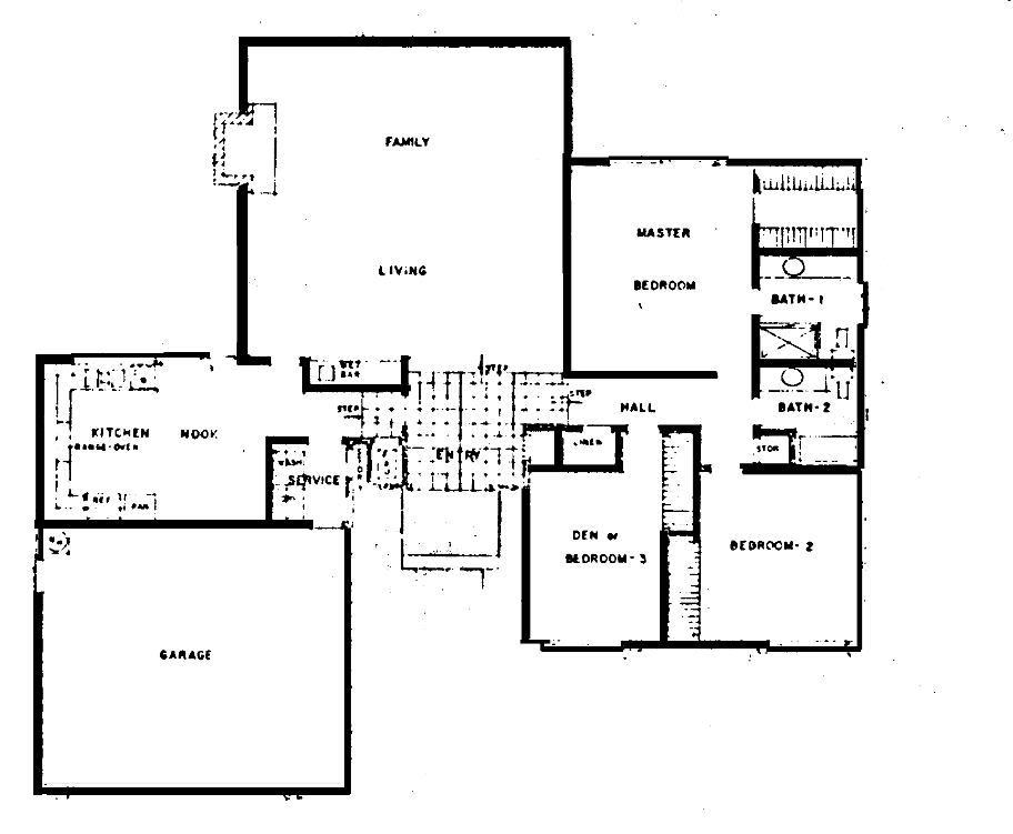 Southshore Hills Plan 1 floor plan: single-story, 3 bedrooms or 2 plus den