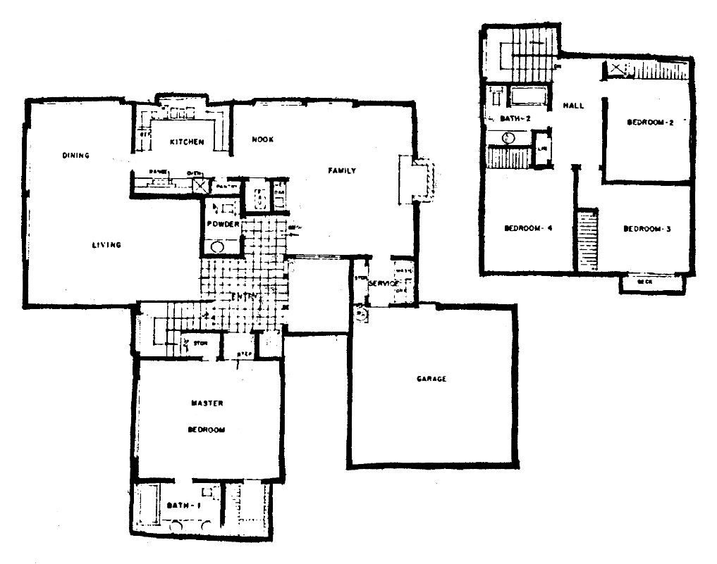 Southshore Hills Plan 4 floor plan: two-story, master bedroom downstairs