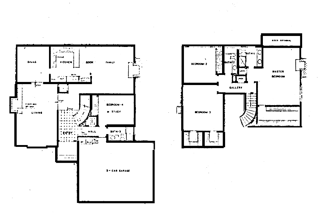 Southshore Hills Plan 5 floor plan: two-story, 4 bedrooms, study, gallery, 3-car garage