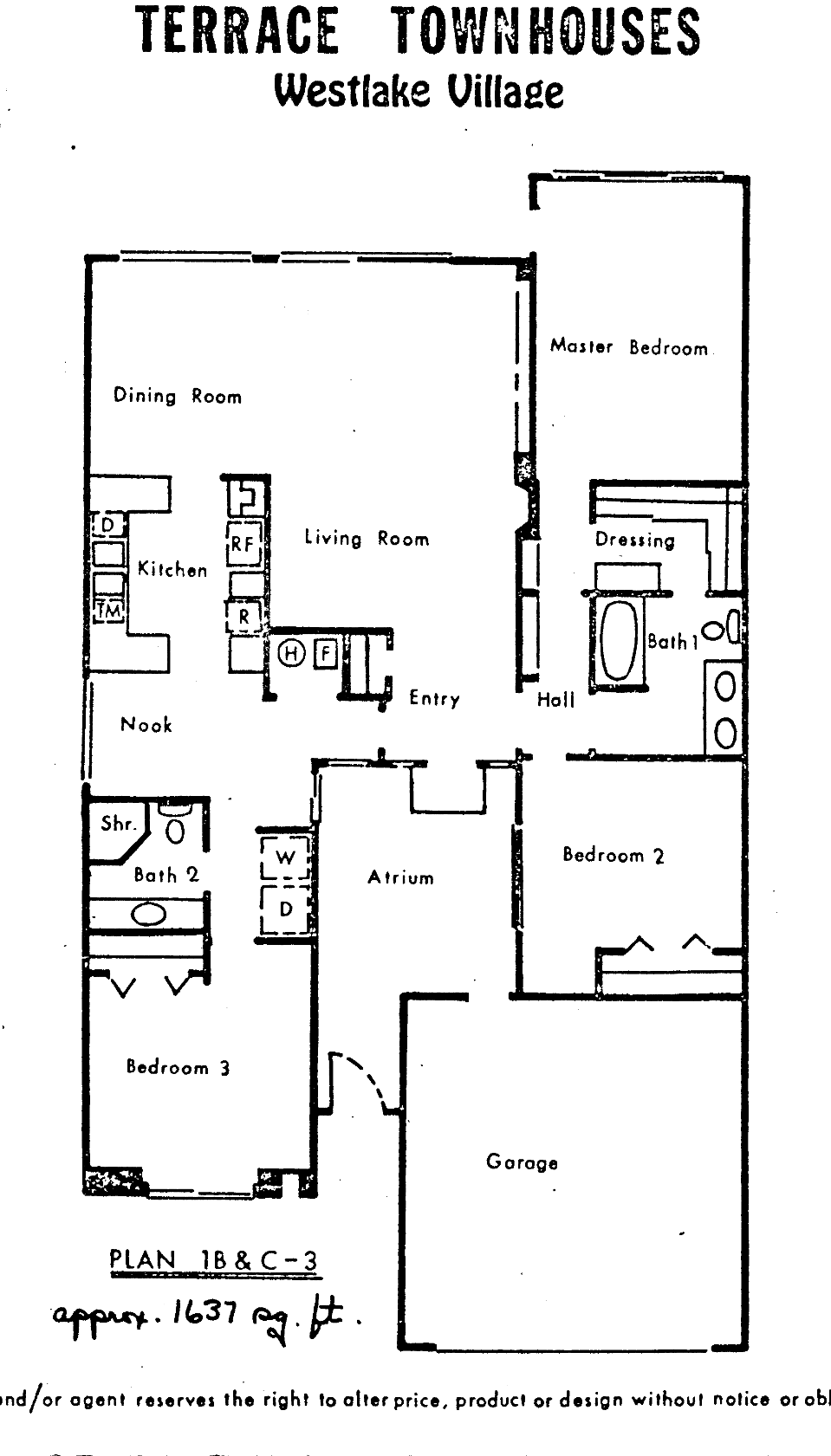 Terrace Townhouses plan 1B and C-3, single level