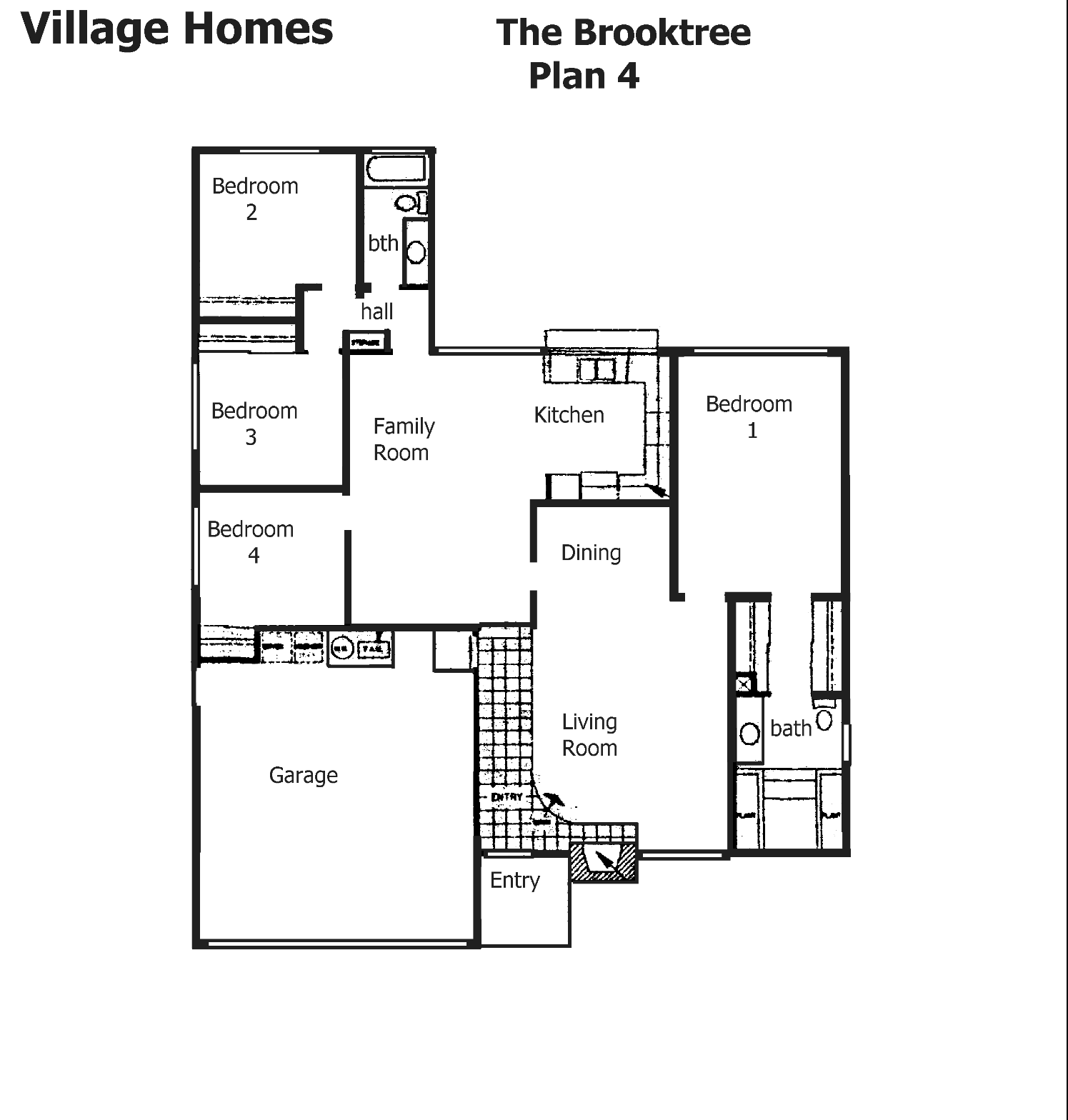 Village Homes The Brooktree Plan 4 floor plan, Westlake Village: single-story, 4 bedrooms