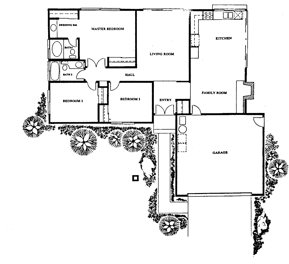 Westlake Hills The Genoa floor plan: single-story, 3 bedrooms, 2 baths, family room