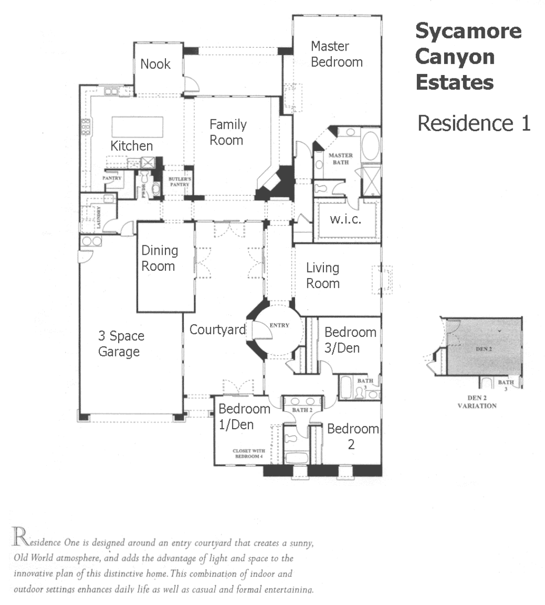 Sycamore Canyon Estates Residence 1 floor plan, single story