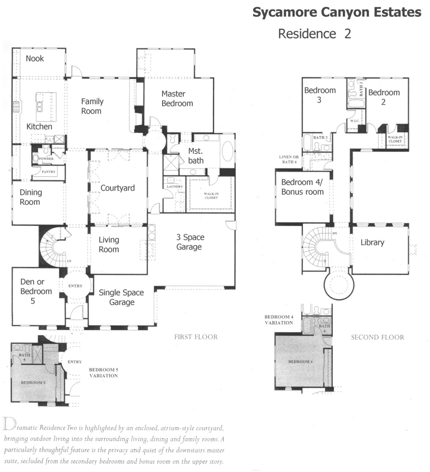Sycamore Canyon Estates Residence 2 floor plan, two story