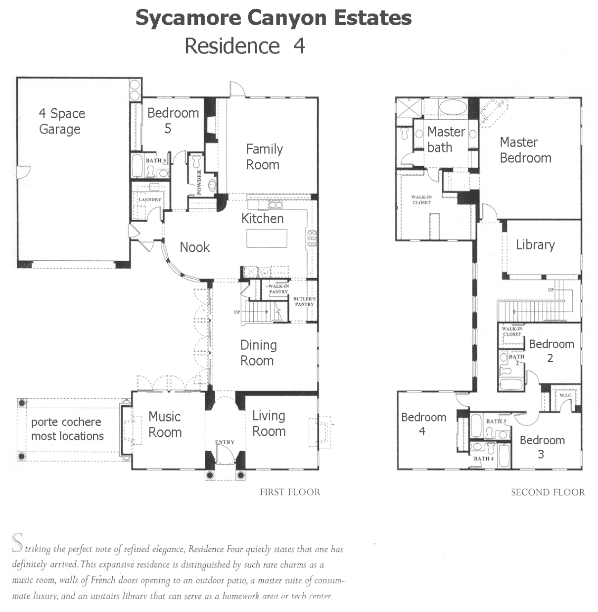 Sycamore Canyon Estates Residence 4 floor plan, two story