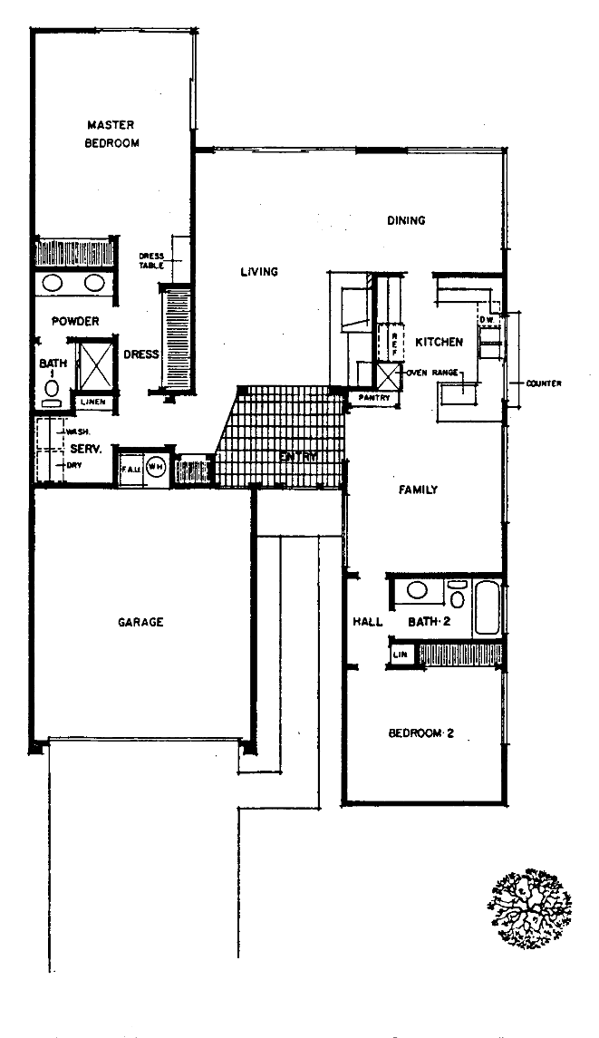 Windward Shores Plan 1 floor plan, Westlake Village: single-story, 2 bedrooms, family room