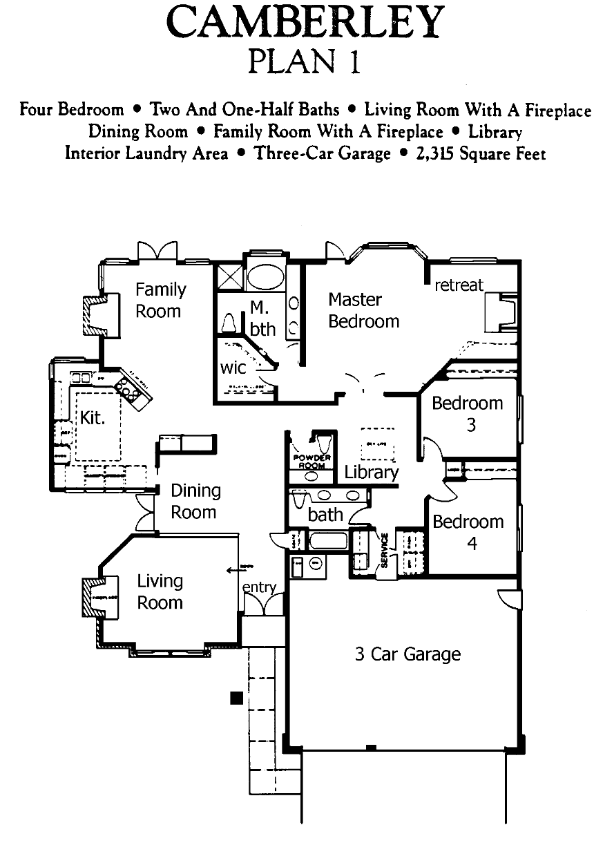 Oakmont Hills Camberley Plan 1 floor plan, Three Springs Westlake Village: single-story, 4 bedrooms