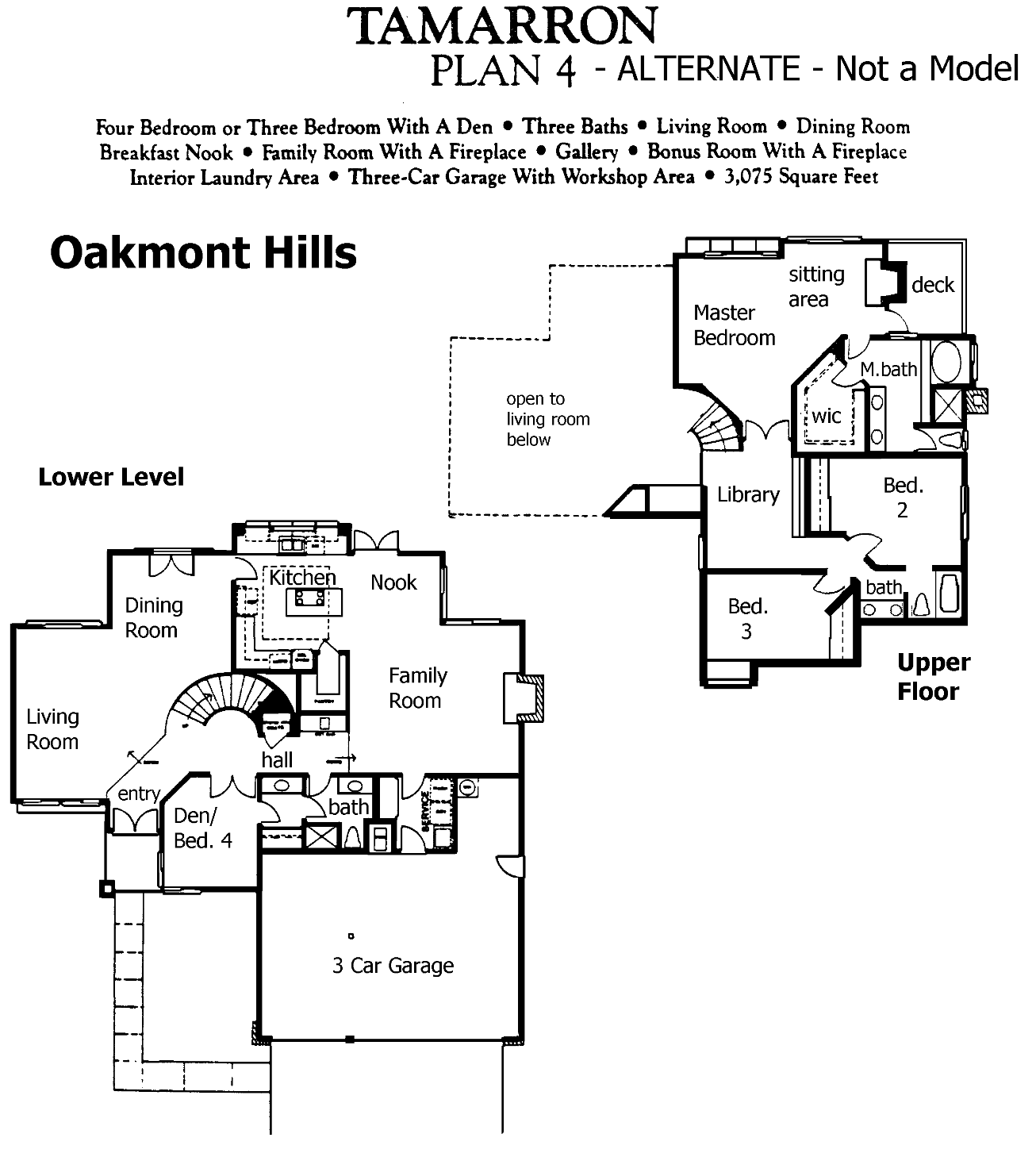 Oakmont Hills Tamarron Plan 4 alternate floor plan, Three Springs Westlake Village