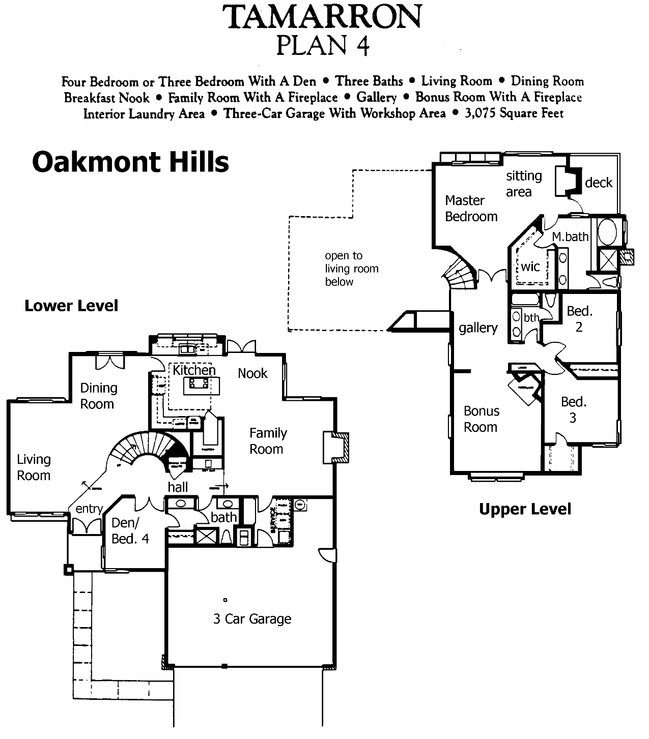 Oakmont Hills Tamarron Plan 4 floor plan, Three Springs Westlake Village: two-story, 4 bedrooms