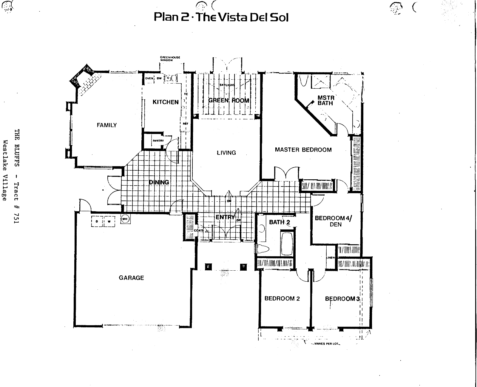 The Bluffs Vista Del Sol Plan 2 floor plan, Westlake Village: single story, four bedrooms, green room