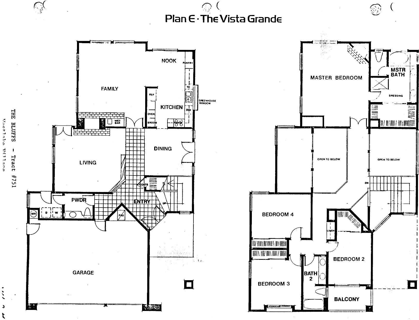 The Bluffs Vista Grande Plan E floor plan, Westlake Village: two story, four bedrooms up, balcony