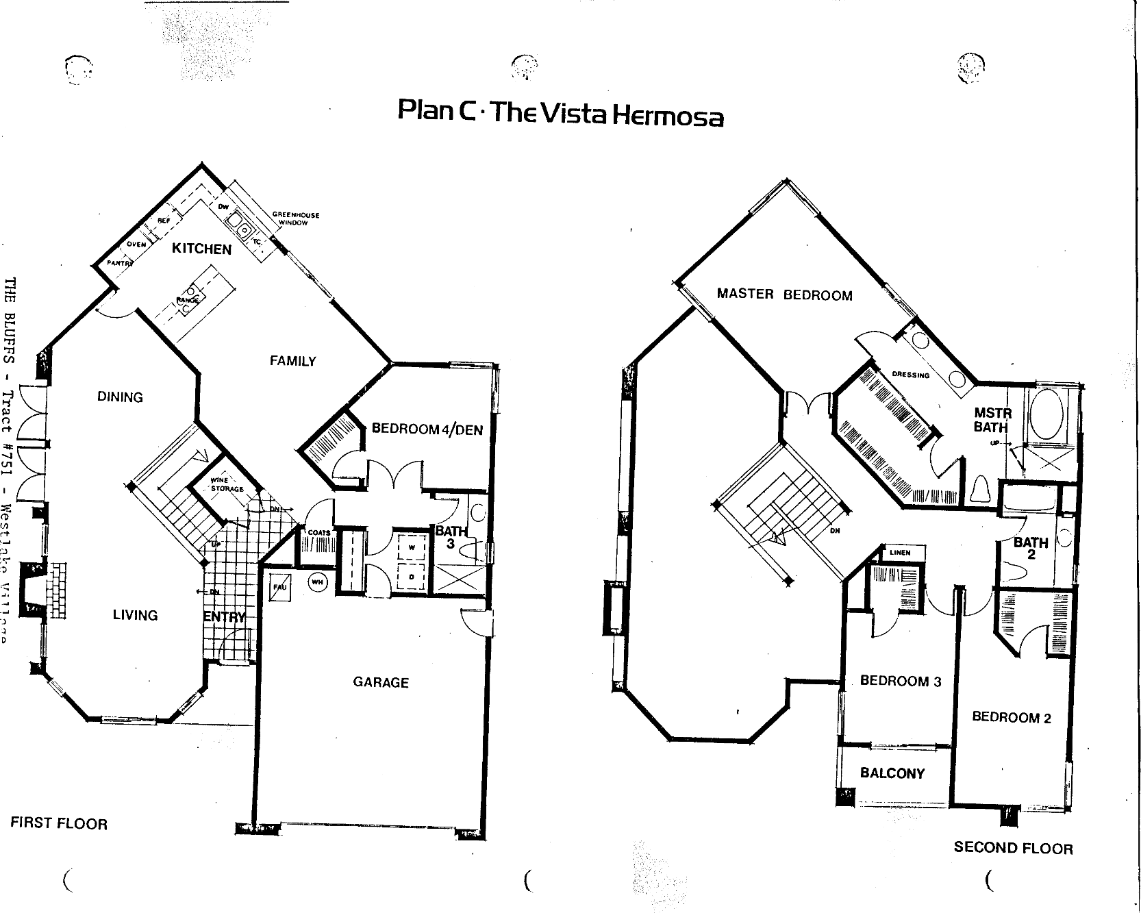 The Bluffs Vista Hermosa Plan C floor plan, Westlake Village: two story, downstairs bedroom and bath