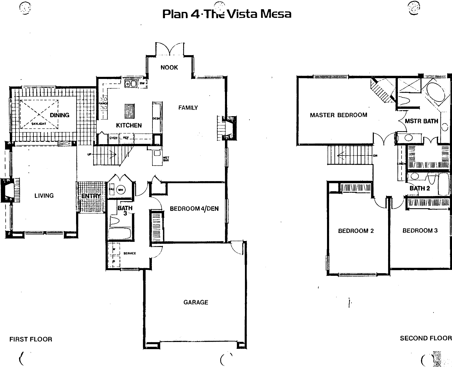 The Bluffs Vista Mesa Plan 4 floor plan, Westlake Village: two story, skylit dining room and family room