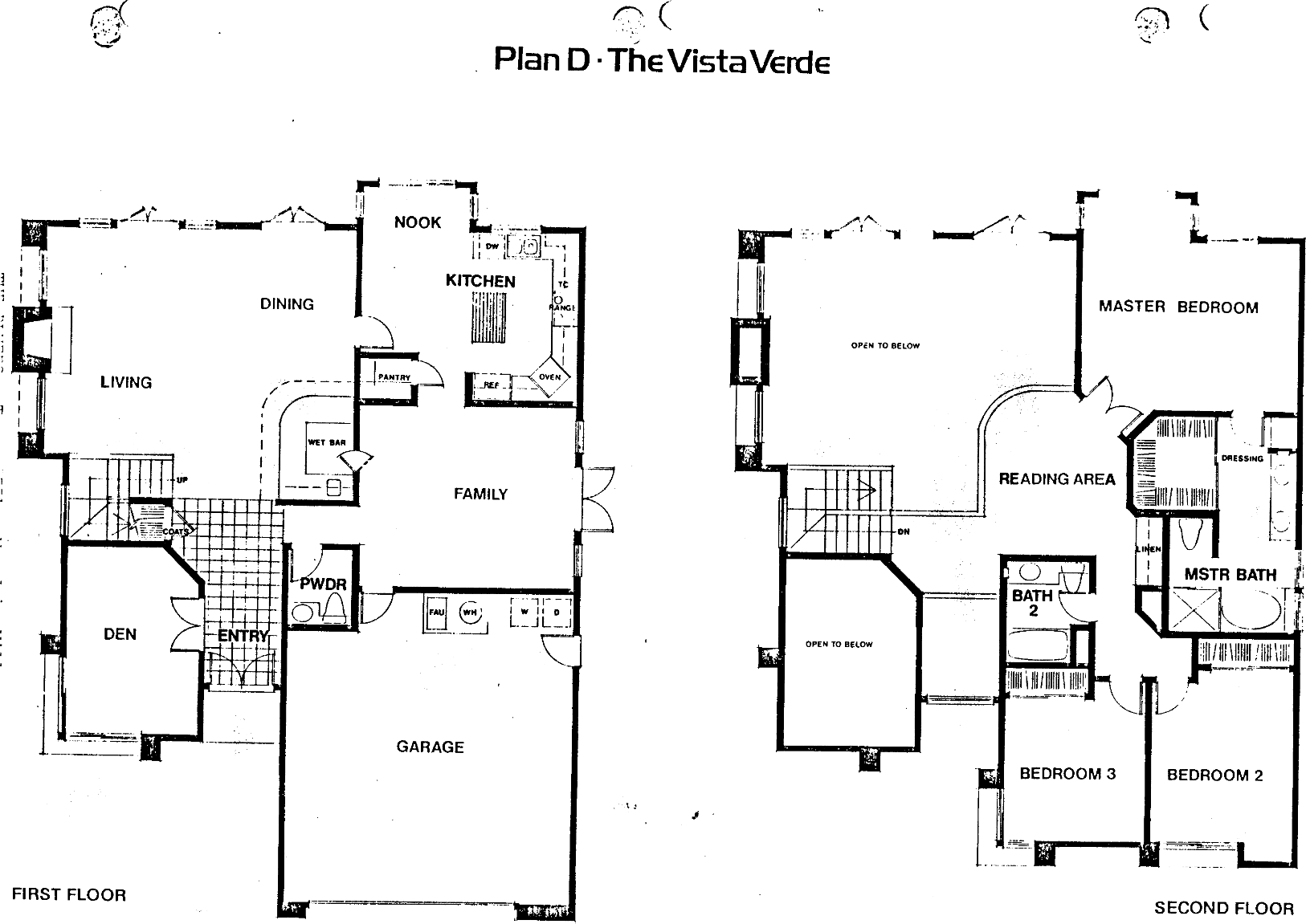 The Bluffs Vista Verde Plan D floor plan, Westlake Village: two story, den and wet bar, reading area