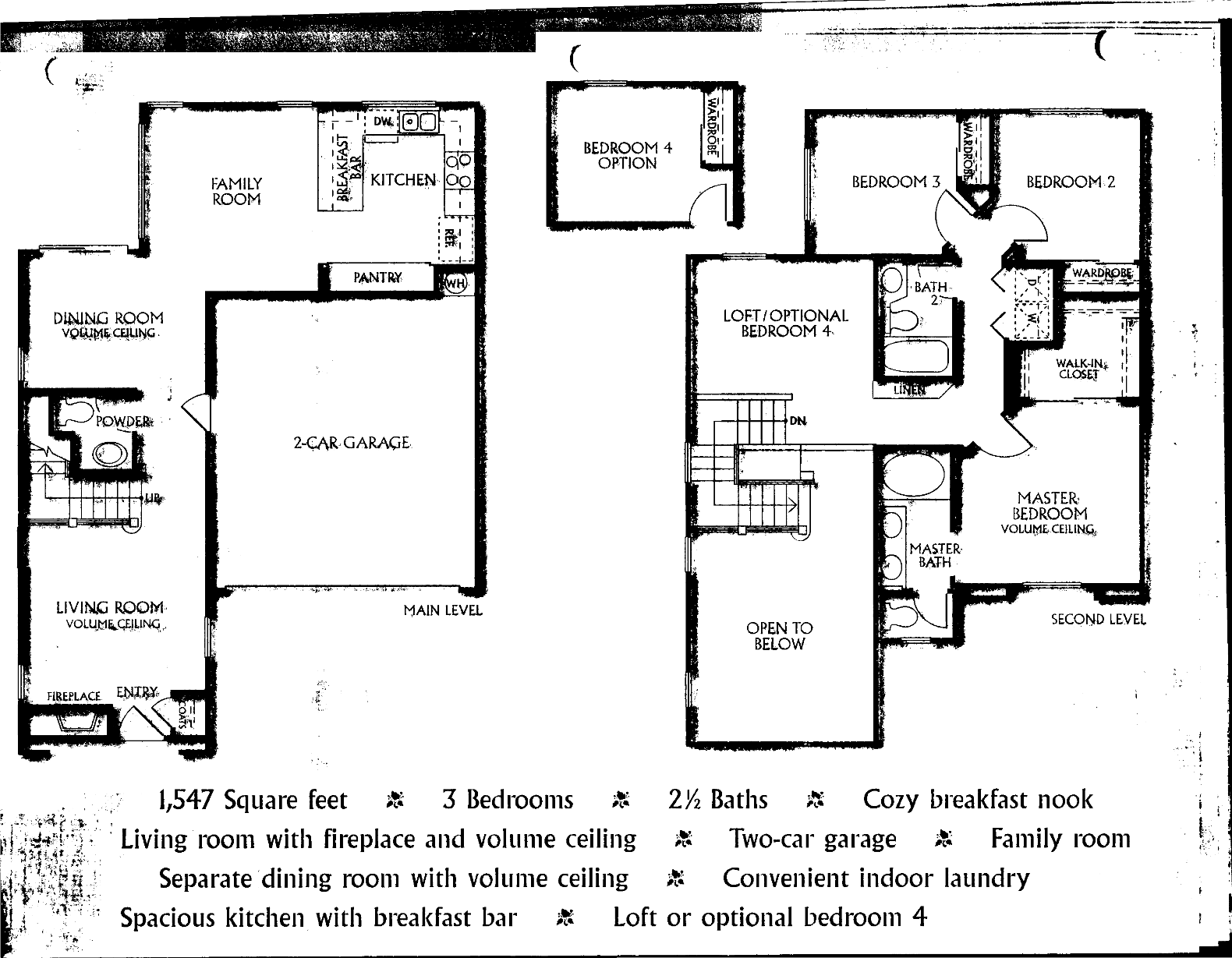 Renaissance Plan 2 floor plan, Westlake Village: two story, 3 bedrooms plus loft