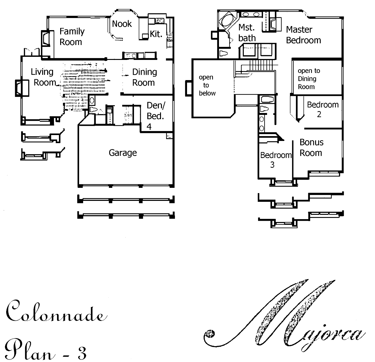 Colonnade Homes Majorca Plan 3 floor plan, Three Springs Westlake Village: two-story, 4 bedrooms, bonus room