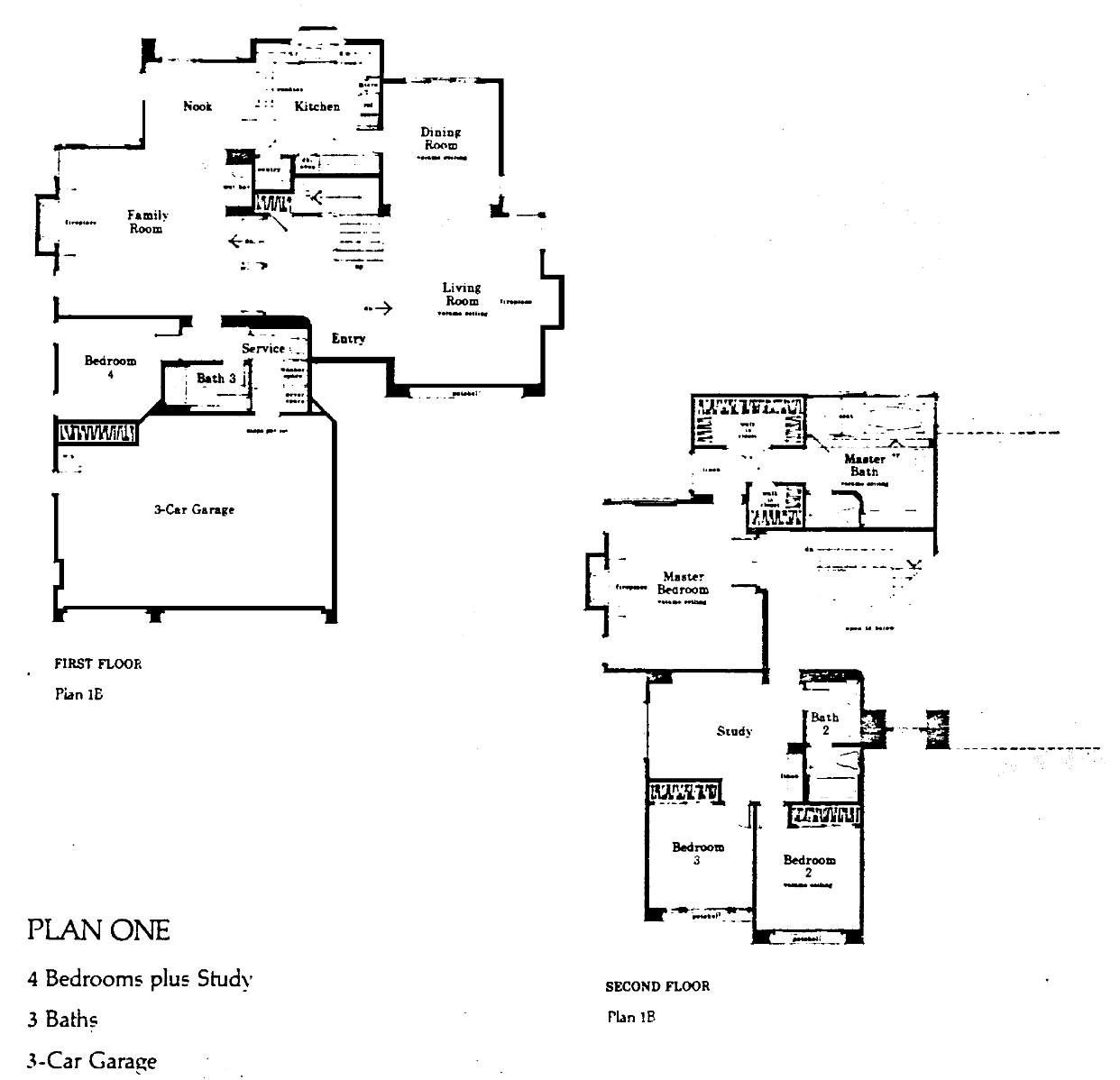 Hillsboro Plan One floor plan, Three Springs Westlake Village: two-story, 4 bedrooms plus study, 3 baths