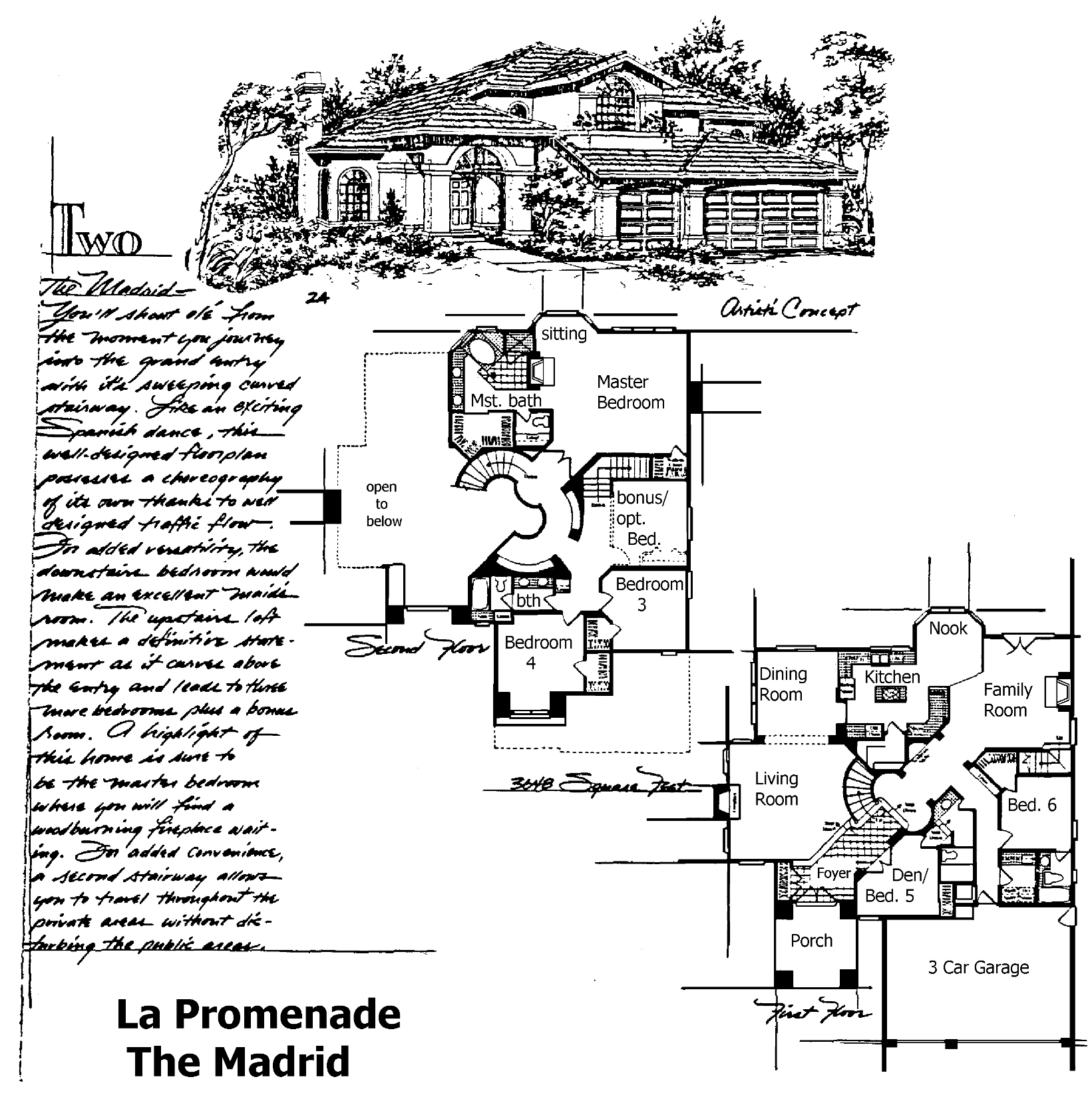 La Promenade Madrid floor plan, Three Springs Westlake Village: two-story, 6 bedrooms, two staircases