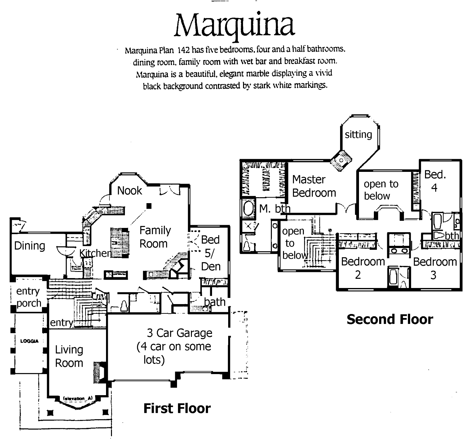 Marquina Plan 142 floor plan, Griffin Three Springs, Westlake Village: two-story, 5 bedrooms, 4.5 baths