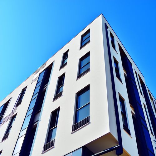 Commercial,Apartment,Building,With,Blue,Overlay
