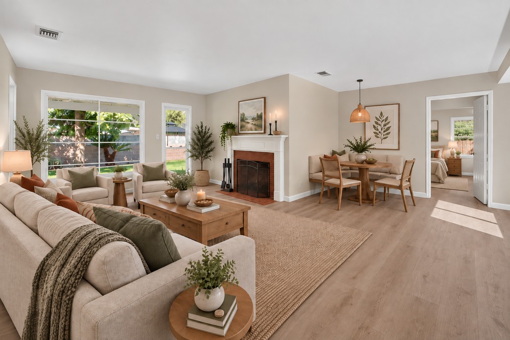 Virtually staged living room