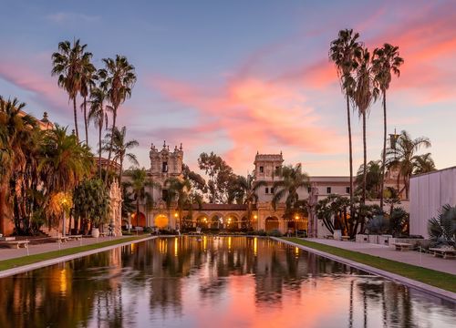 San Diego  Balboa public park at sunset in California USA