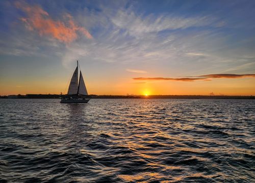 Senset and Sailboat in San Diego Bay
