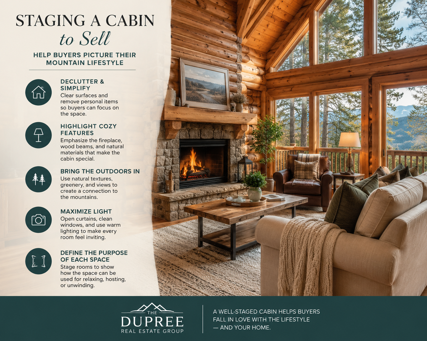 Staging a cabin to sell