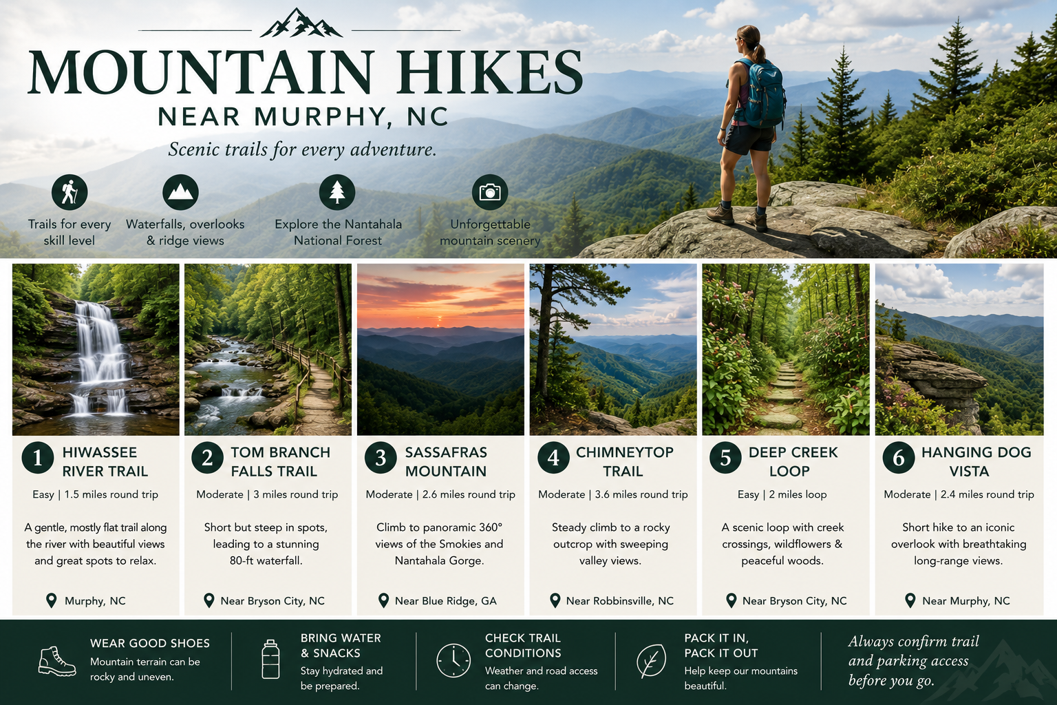 Mountain hikes near Murphy NC