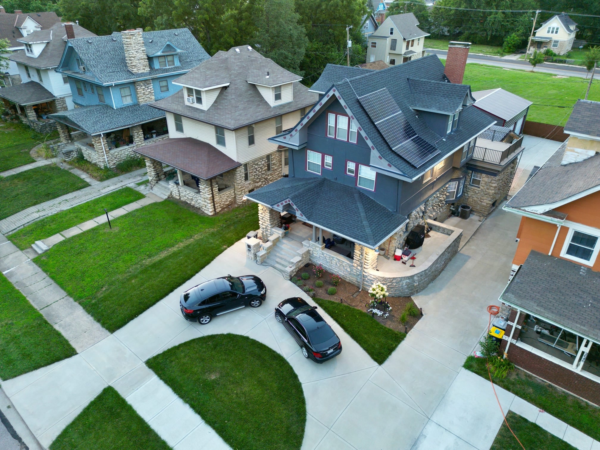 Fancy house two cars in driveway