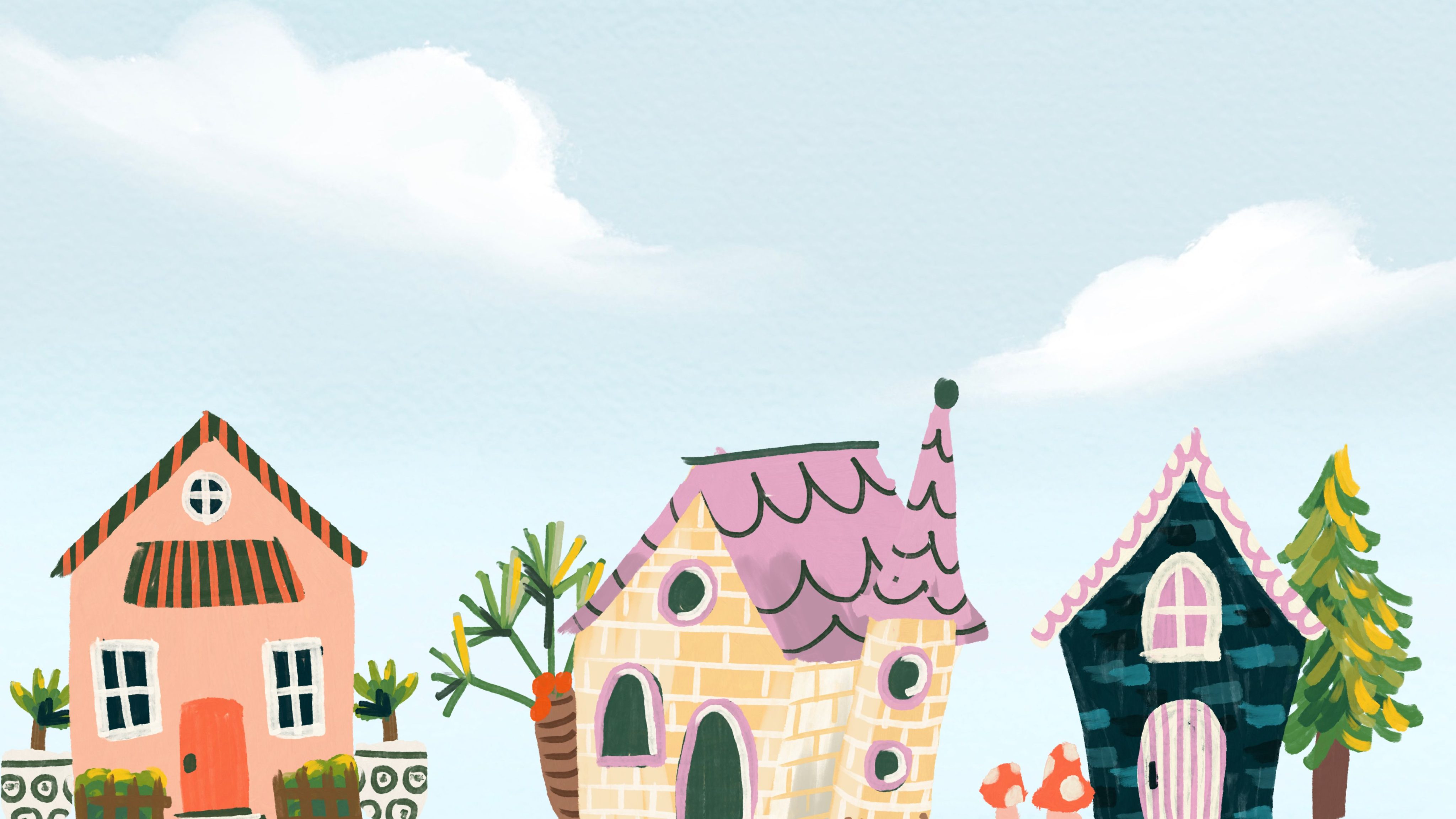 Blue and Green Cute Illustrative Home Sweet Home Presentation