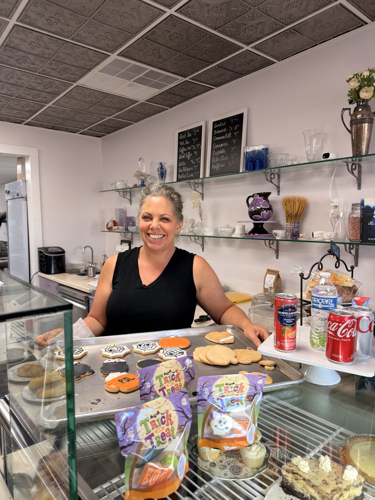 Behind the counter at Indigo Bakery in Georgetown, SC
