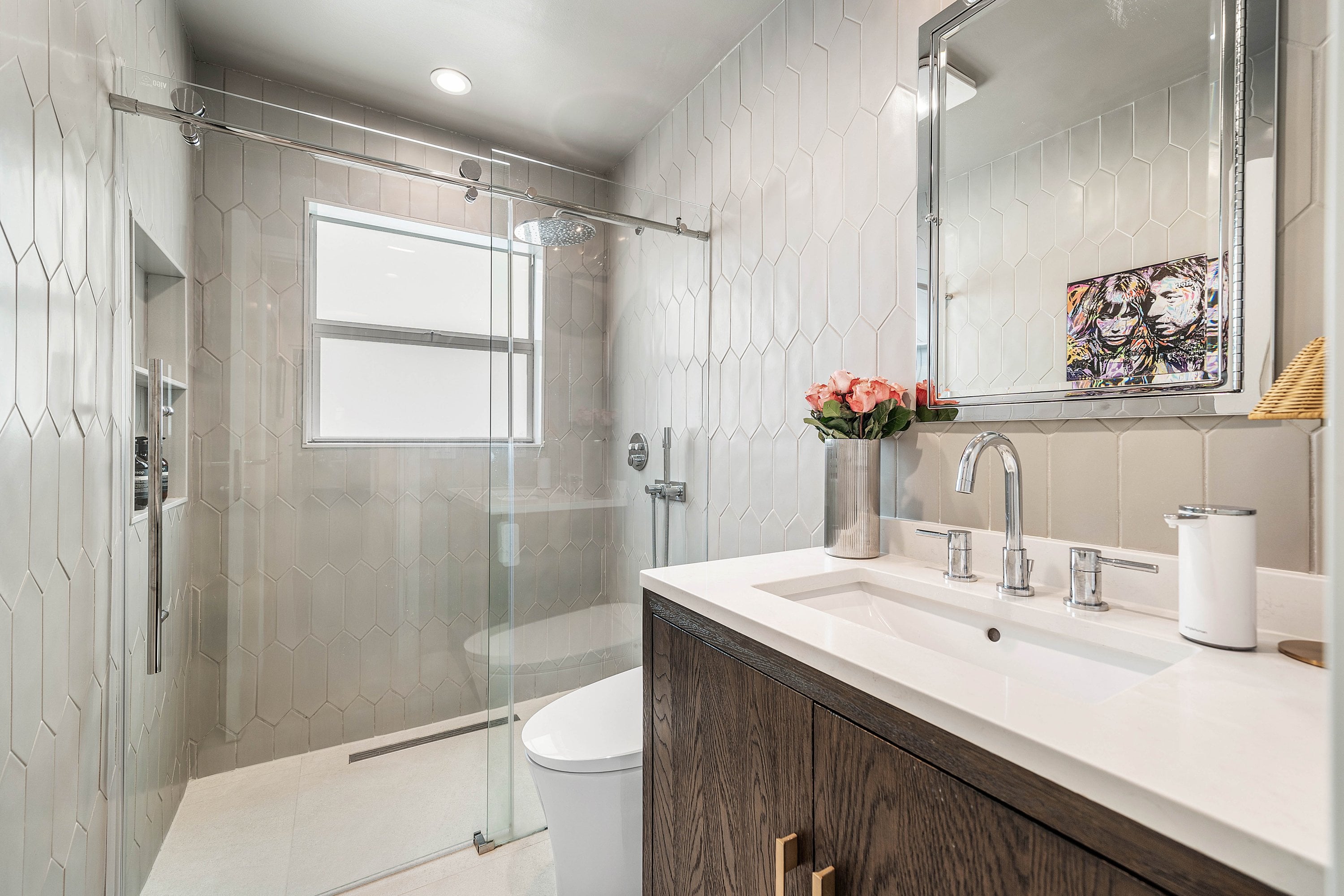 An remodeled bathroom in an Oakland Park, FL home for sale