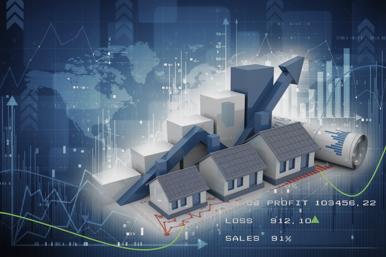 3D houses and rising bar chart illustrating home value growth in the Fort Lauderdale, Oakland Park, and Wilton Manors housing market, July 2026