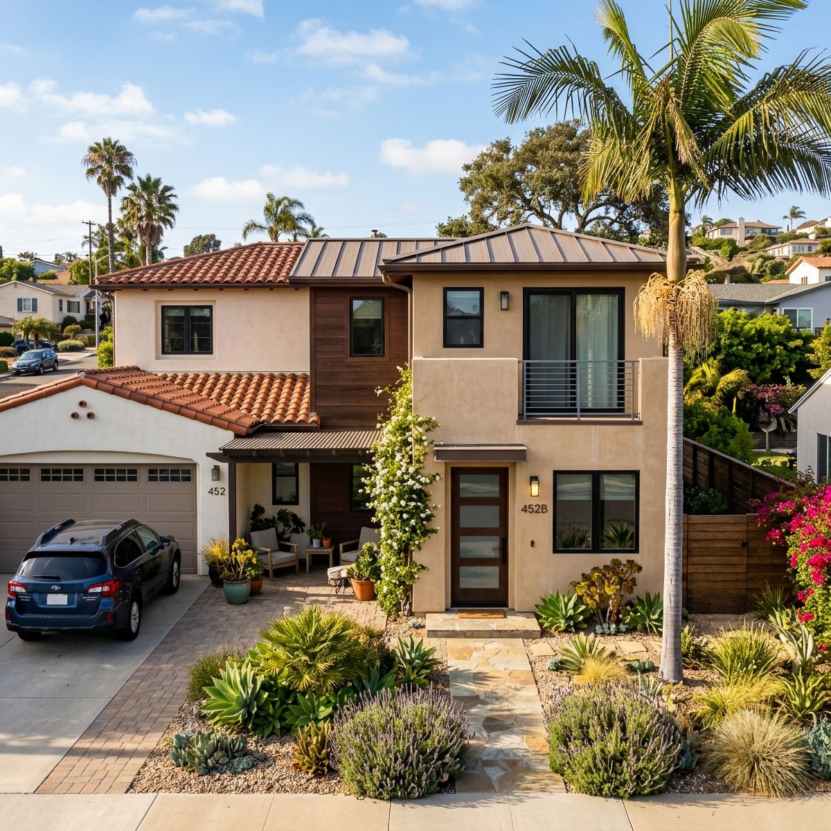 create a realistic image of attached accessory dwelling unit in San Diego