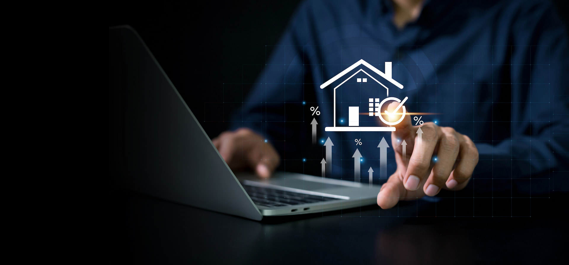 Real estate agent use laptop with house icon for analyzing