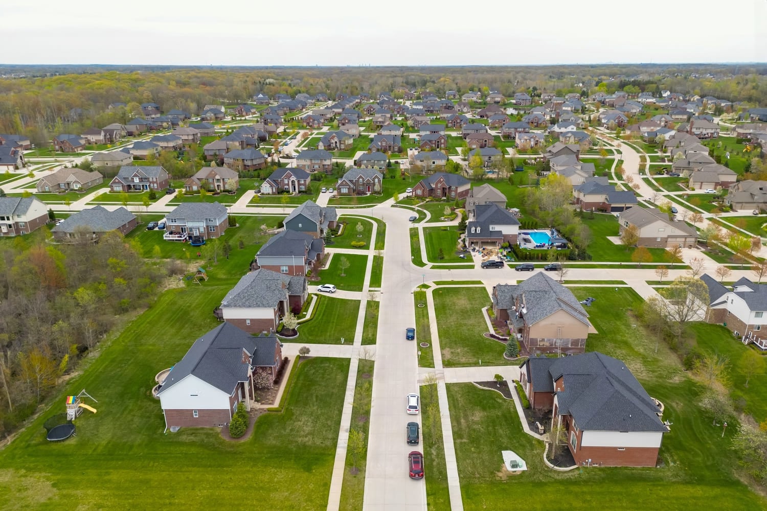Aerial top down view of houses in a neighborhood, Michigan (1) (1)