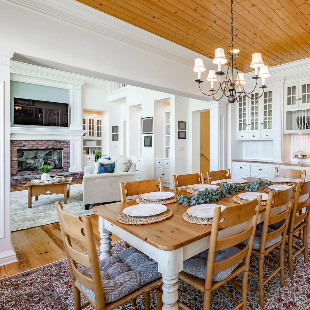 Bright dining room prepared for a fall home sale in New Jersey