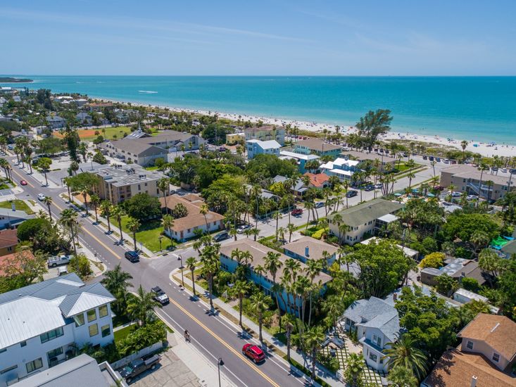 Beautiful aerial view of coastal waterfront luxury neighborhood in St. Pete Beach, Florida (1)