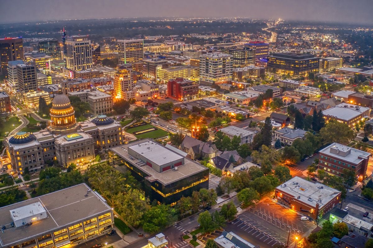 Aerial View of Downtown Boise, Idaho in Summer