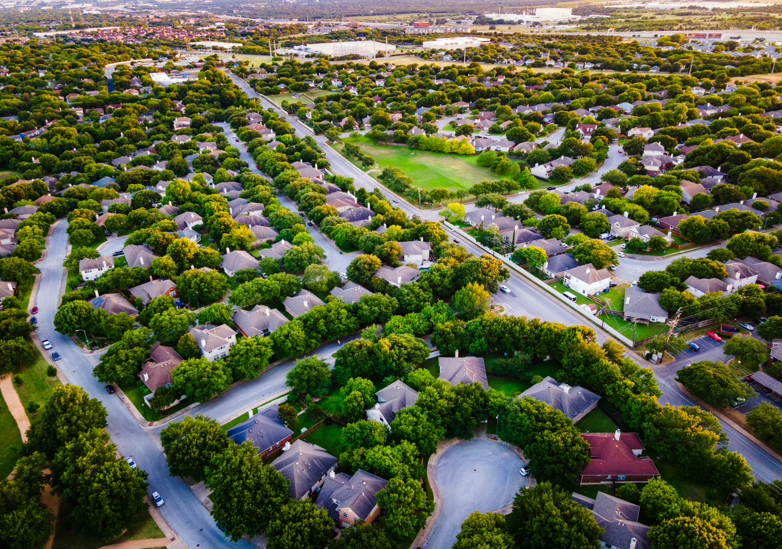 aerial drone views above huge real estate neighborhood in Round Rock , Texas a growing hub of Austin , Texas , USA (1) (1)