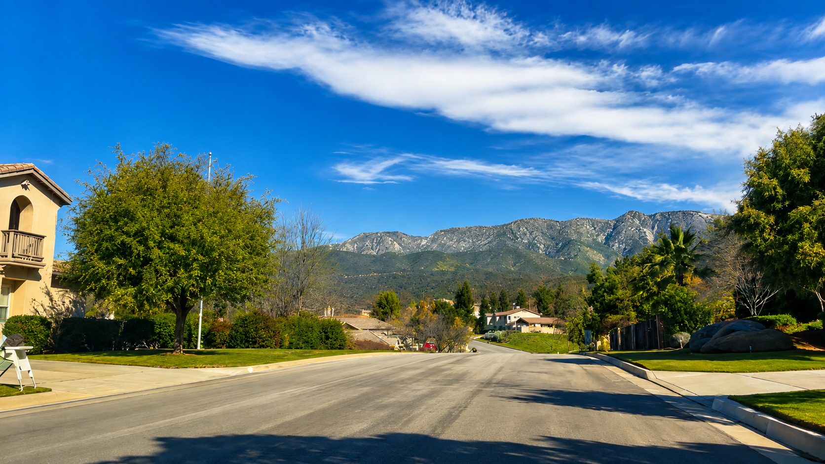 Hidden Meadows neighborhood in Yucaipa, California with mountain views