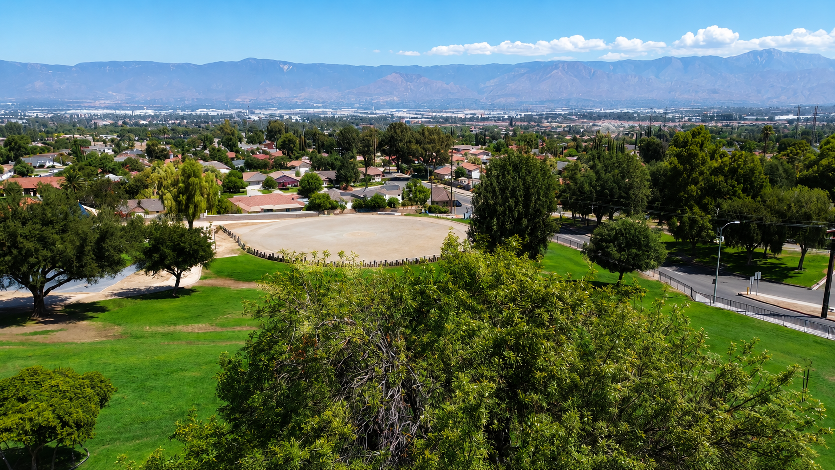 Aerial view of Hulda Crooks Park in Loma Linda California
